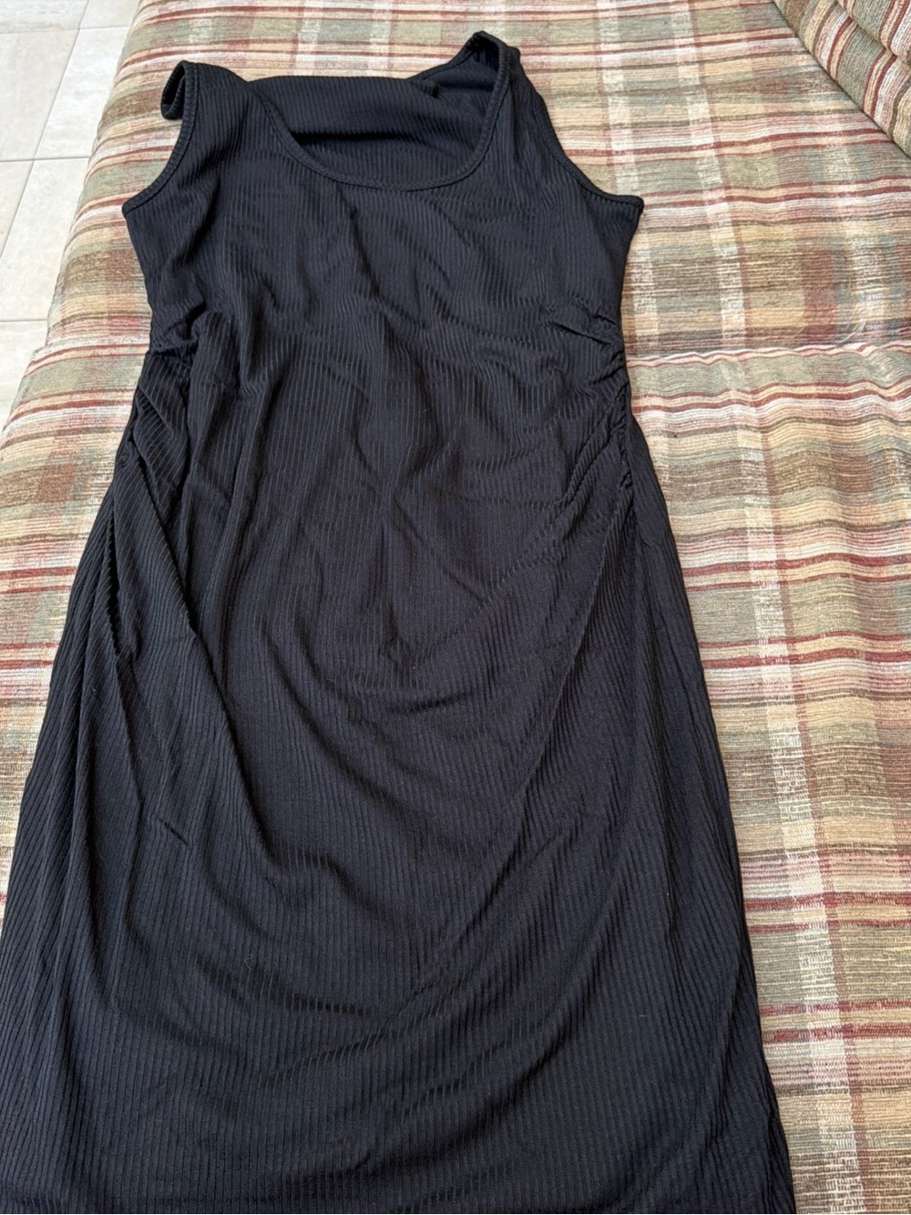 Pinkblush Black Ribbed Sleeveless Mini Dress maternity